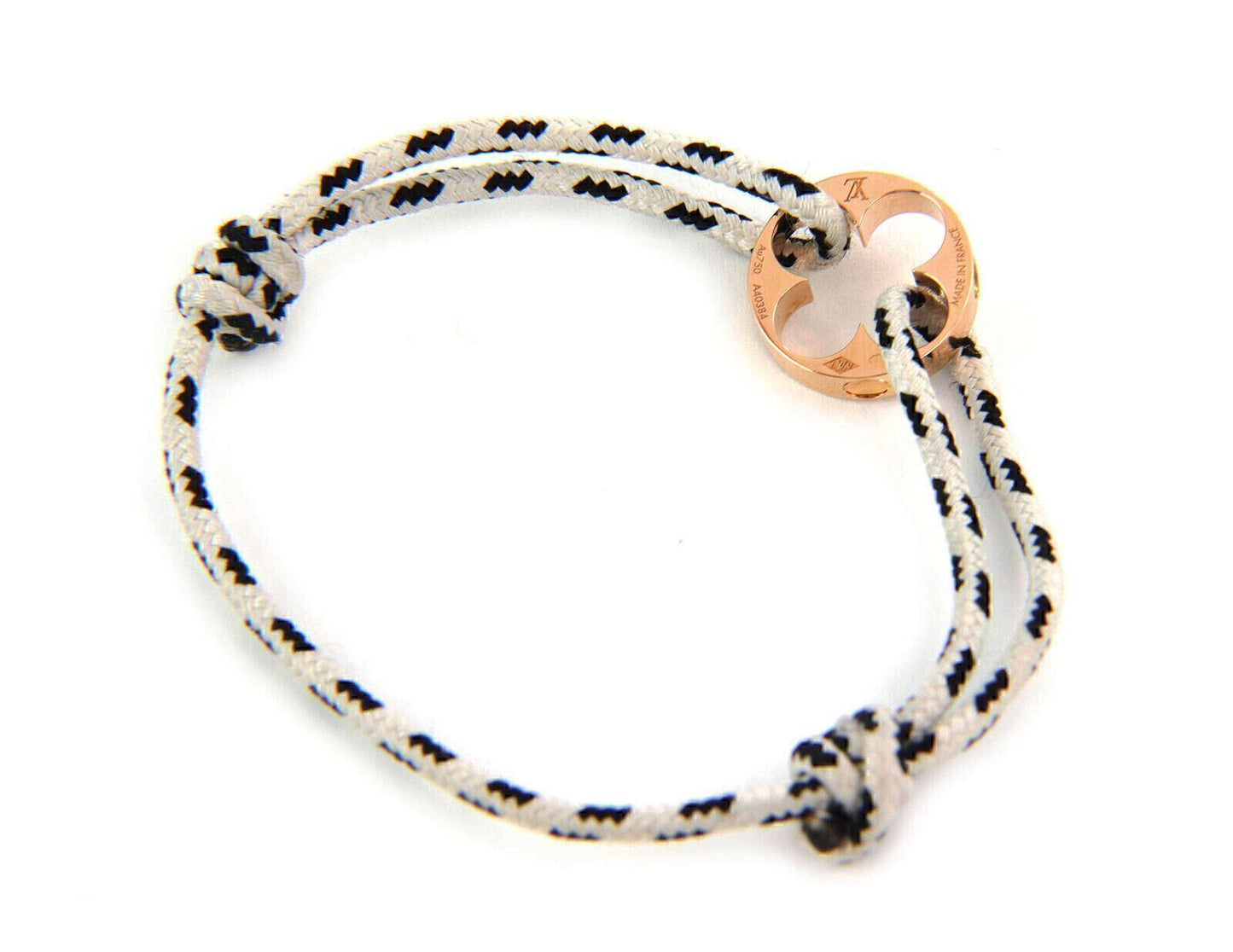 Louis Vuitton France Empreinte 18k Pink Gold Charm Black & White Cord Bracelet