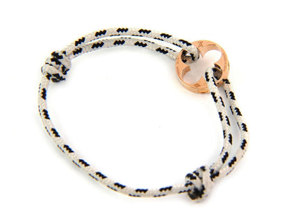 Louis Vuitton France Empreinte 18k Pink Gold Charm Black & White Cord Bracelet