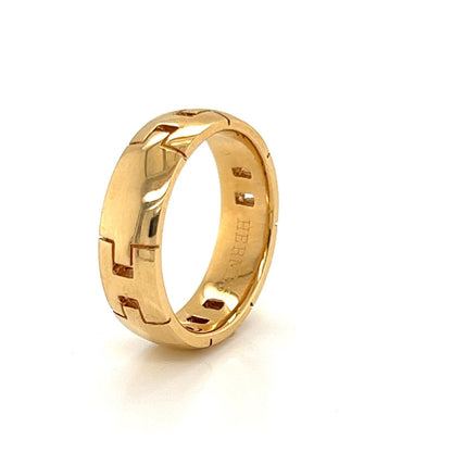 Hermes Hercules H Logo 18k Yellow Gold Band Ring - Size 5