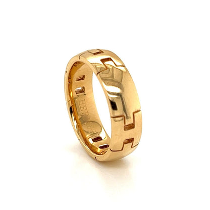 Hermes Hercules H Logo 18k Yellow Gold Band Ring - Size 5