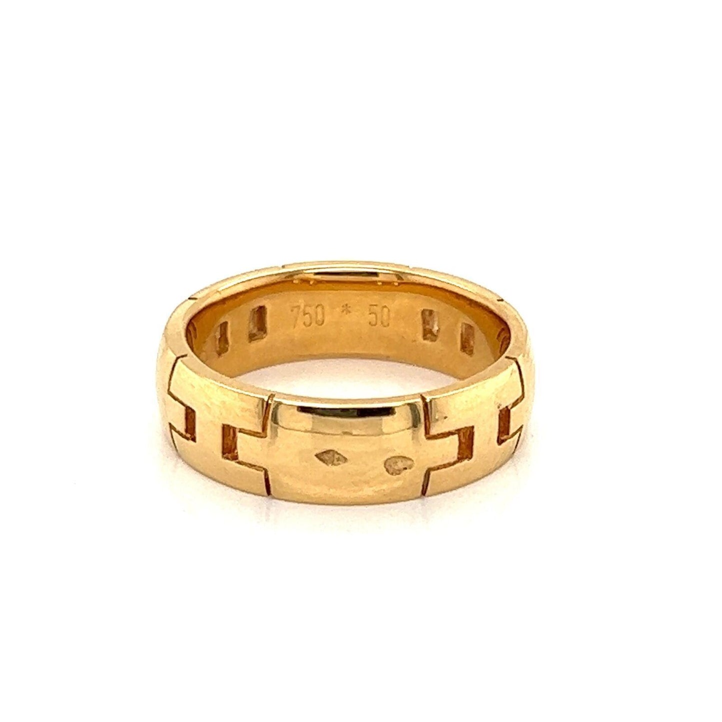 Hermes Hercules H Logo 18k Yellow Gold Band Ring - Size 5