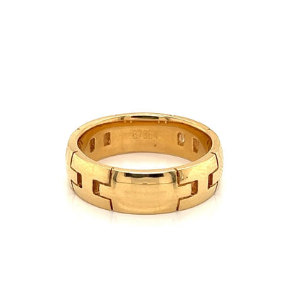 Hermes Hercules H Logo 18k Yellow Gold Band Ring - Size 5