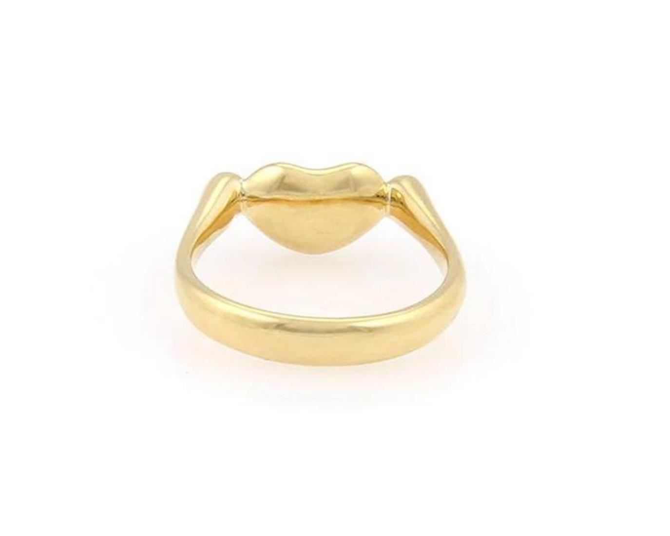 Tiffany & Co. Peretti Diamond 18k Yellow Gold Contour Bean Ring - Size 5