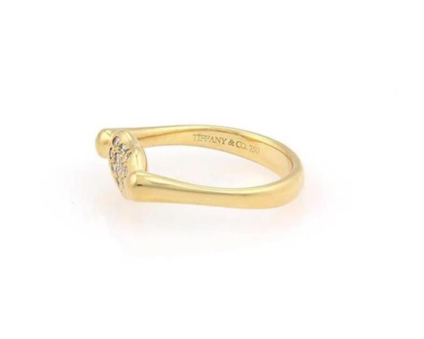 Tiffany & Co. Peretti Diamond 18k Yellow Gold Contour Bean Ring - Size 5