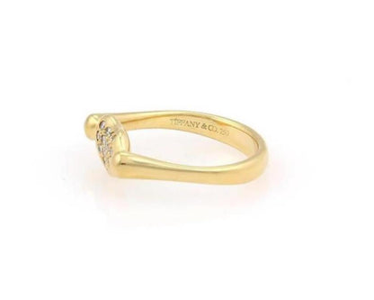 Tiffany & Co. Peretti Diamond 18k Yellow Gold Contour Bean Ring - Size 5