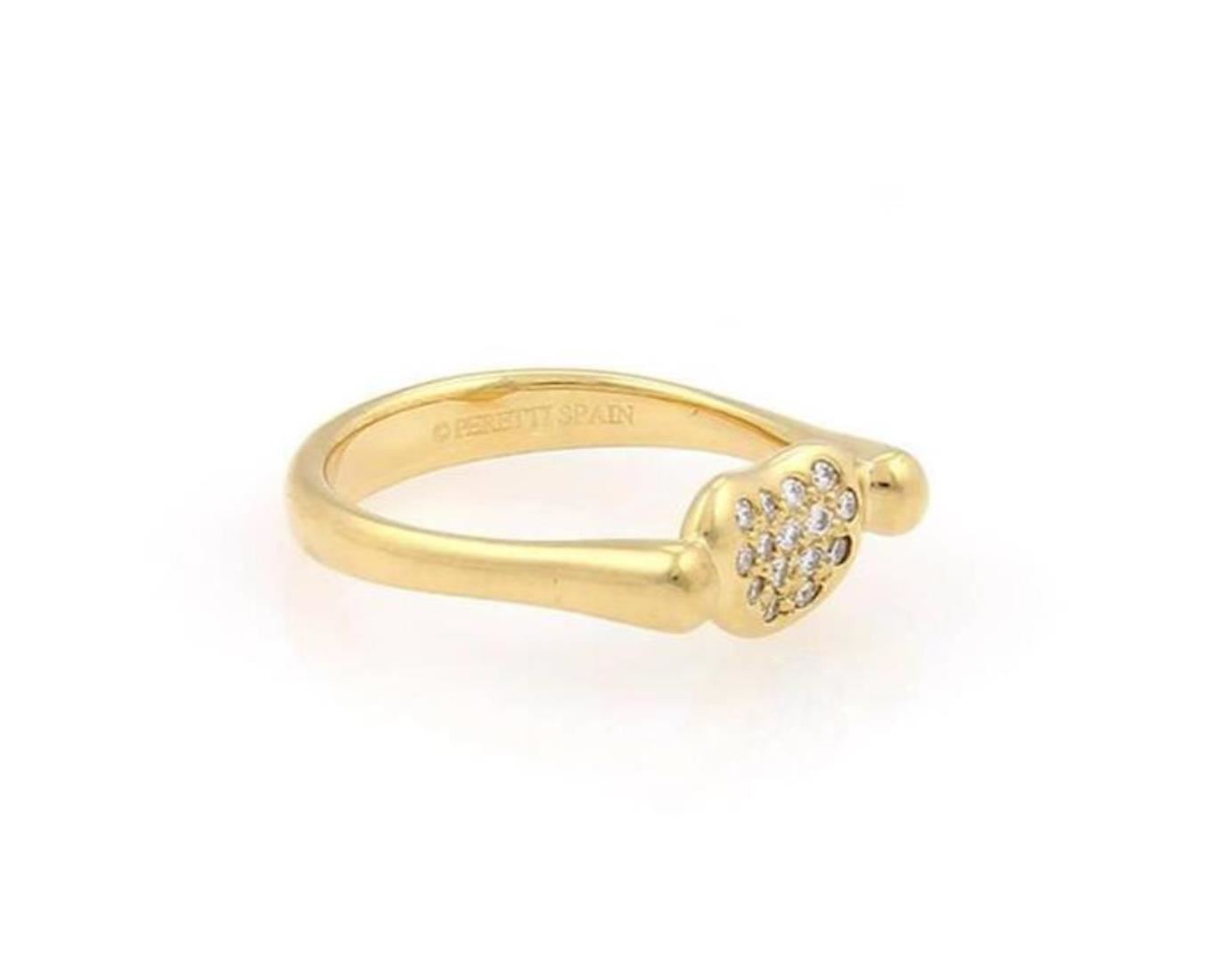 Tiffany & Co. Peretti Diamond 18k Yellow Gold Contour Bean Ring - Size 5