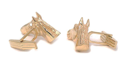 Diamond Horse Head 14k Yellow Gold Cufflinks