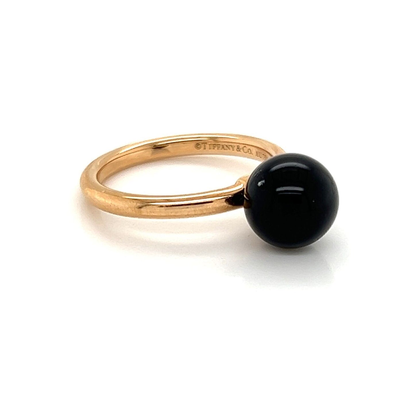 Tiffany & Co. HardWear Onyx Ball 18k Rose Gold Solitaire Ring - Size 4