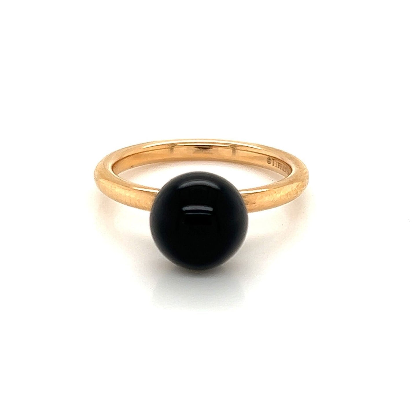 Tiffany & Co. HardWear Onyx Ball 18k Rose Gold Solitaire Ring - Size 4