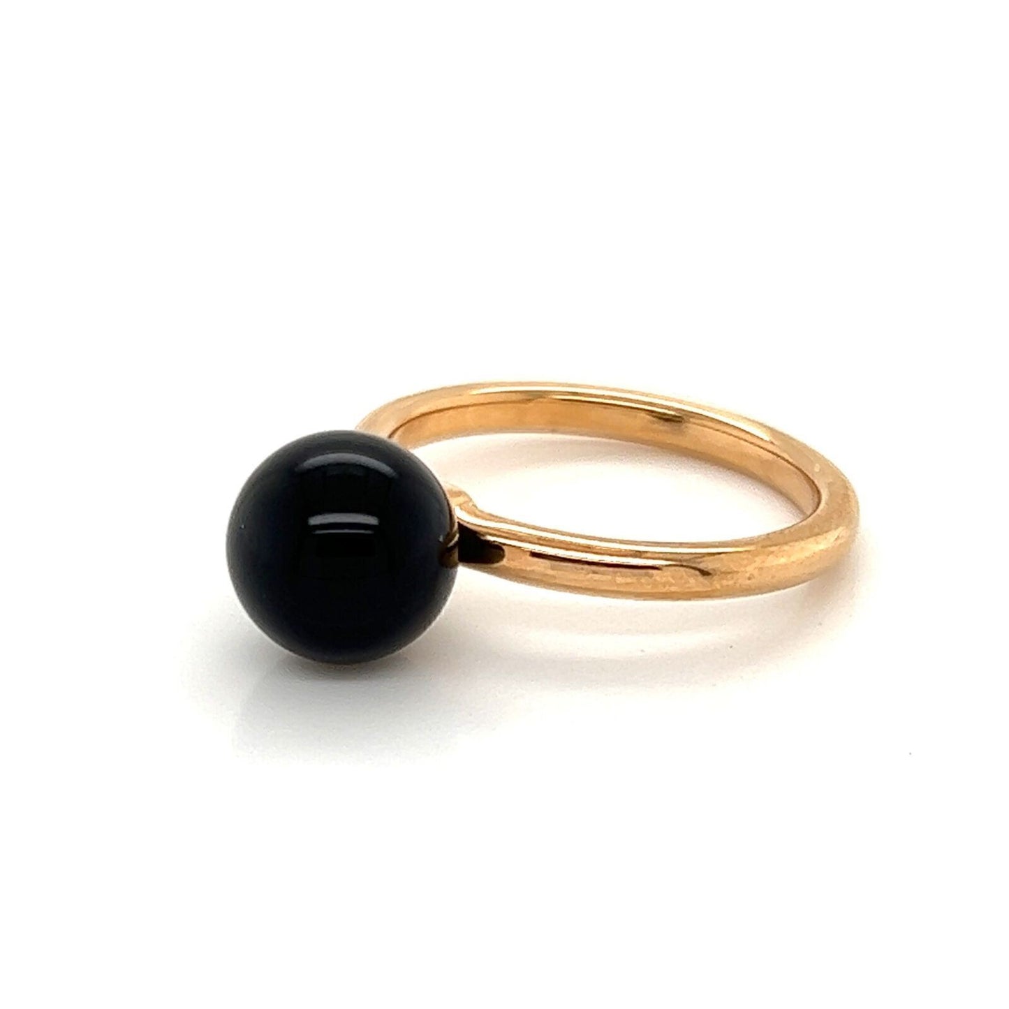 Tiffany & Co. HardWear Onyx Ball 18k Rose Gold Solitaire Ring - Size 4