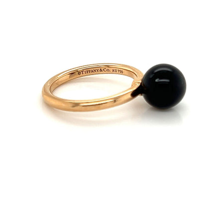 Tiffany & Co. HardWear Onyx Ball 18k Rose Gold Solitaire Ring - Size 4