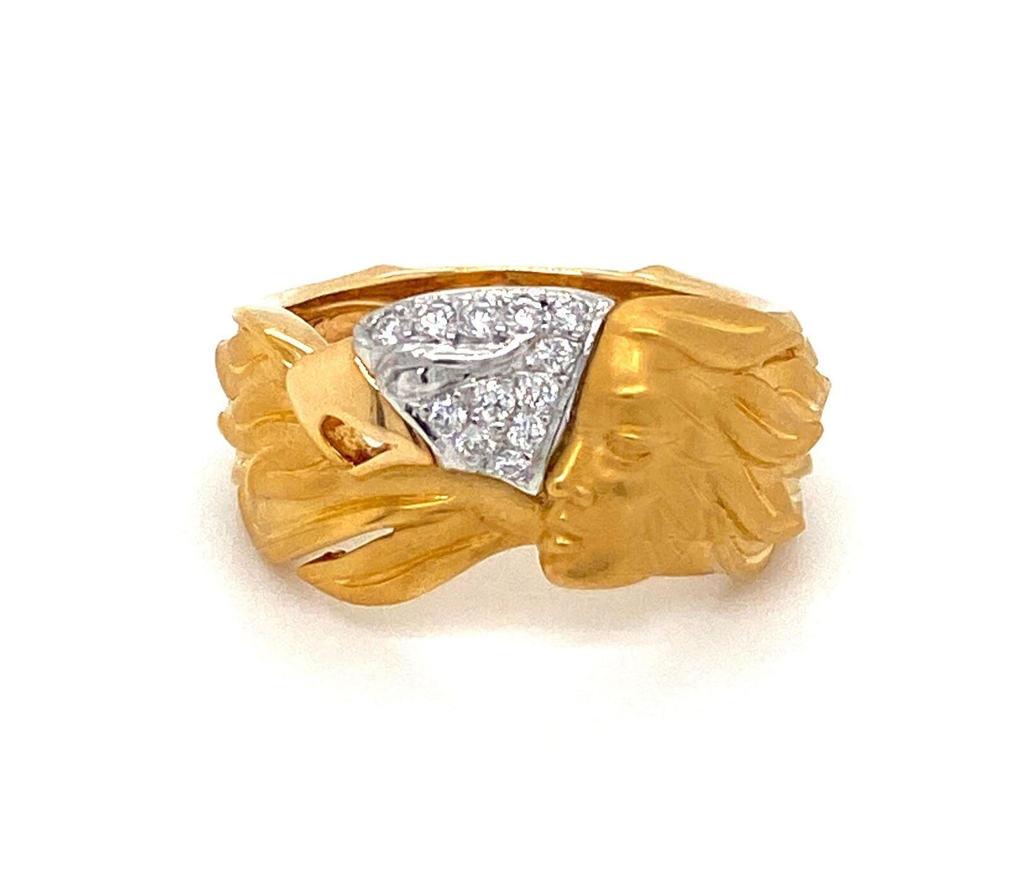 Carrera y Carrera Diamond 18k Two Tone Gold Woman & Bird Ring - Size 6.5