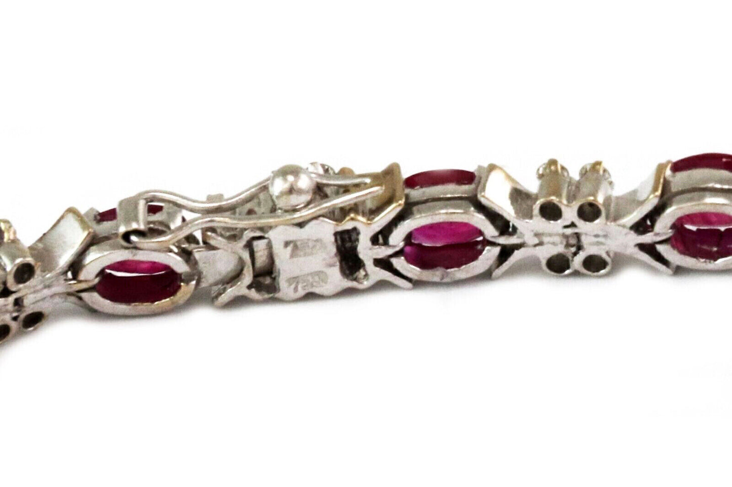 Ruby & Diamonds Oval Link 18k White Gold Tennis Bracelet