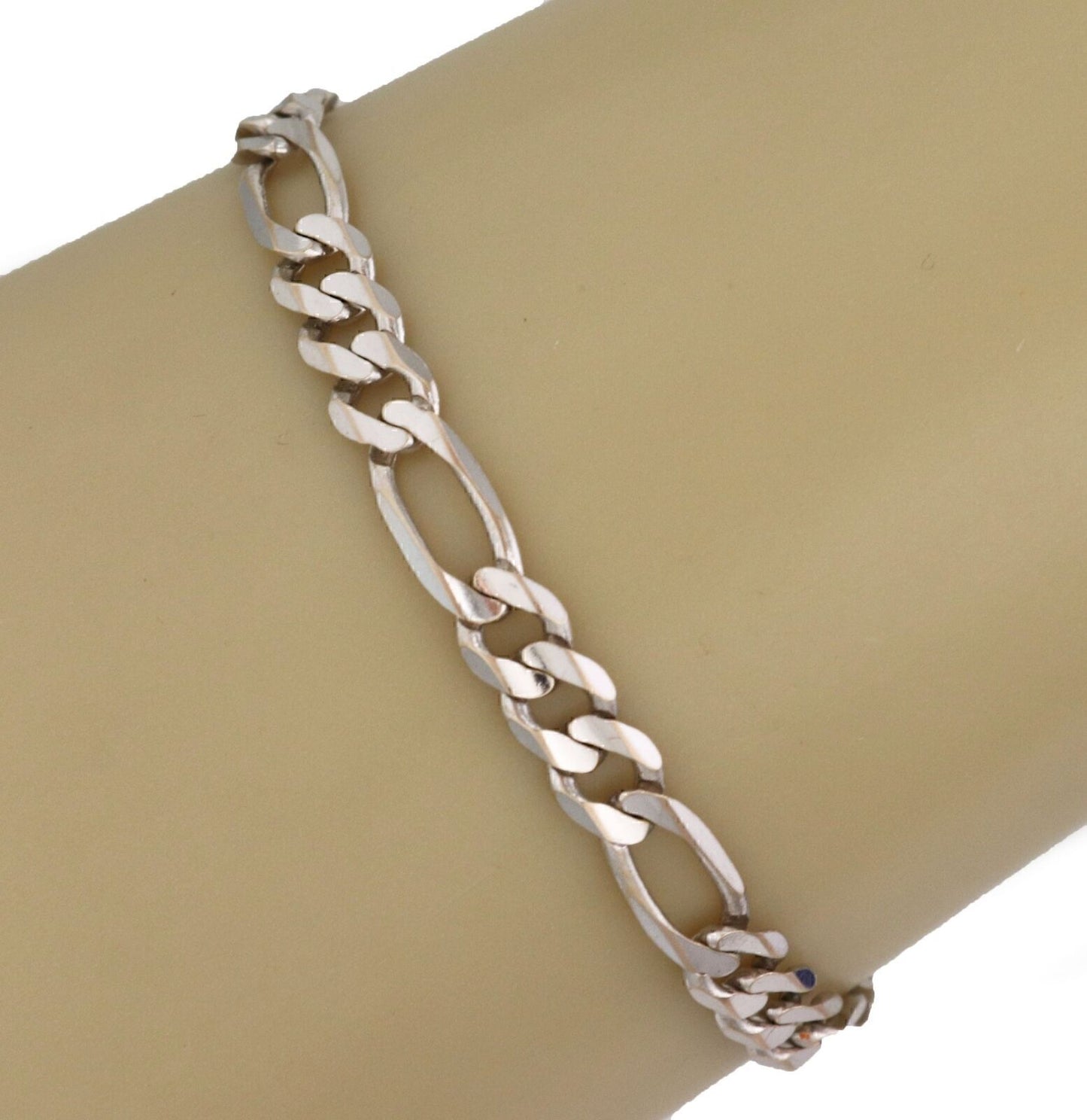 Figaro 14k White Gold Chain Link Bracelet - 8.25"