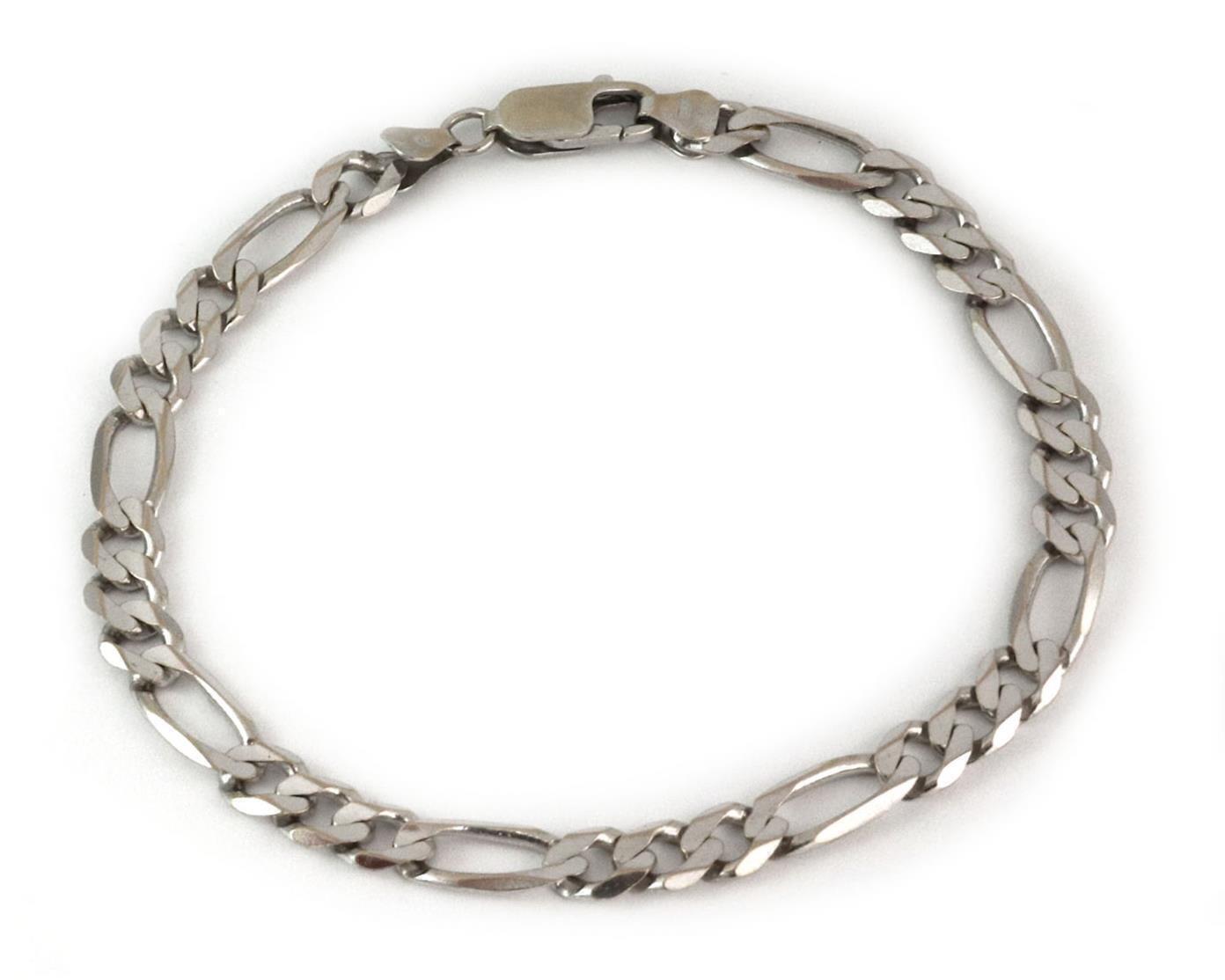 Figaro 14k White Gold Chain Link Bracelet - 8.25"