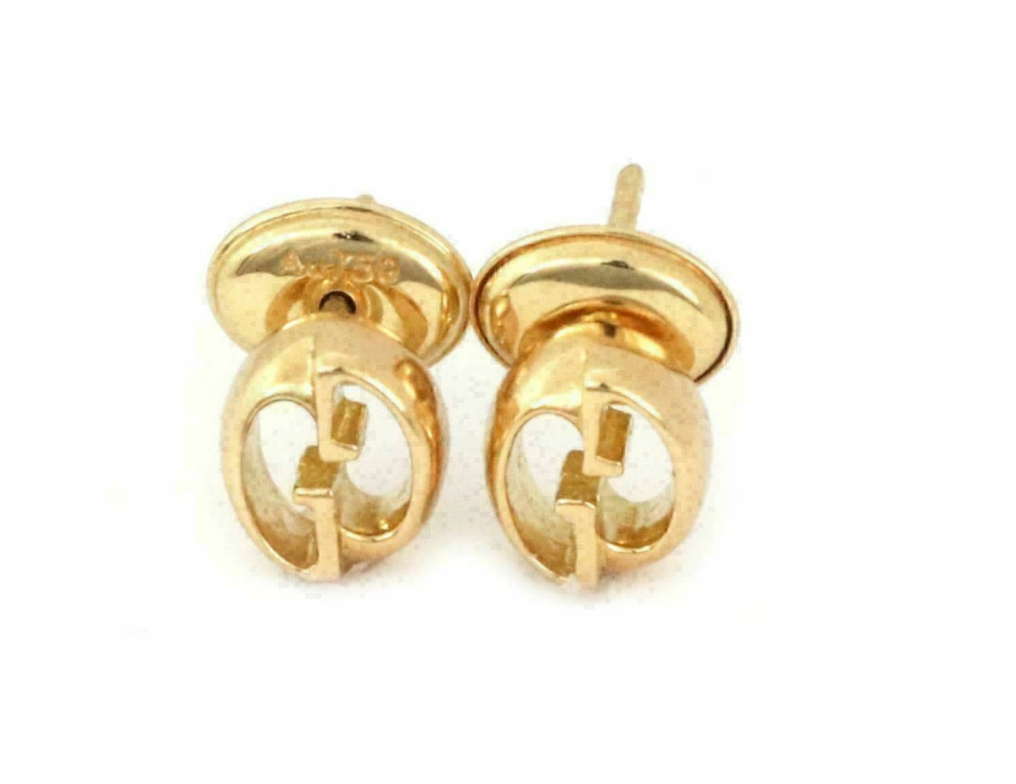 Gucci G Logo Oval Shape Stud 18k Yellow Gold Earrings