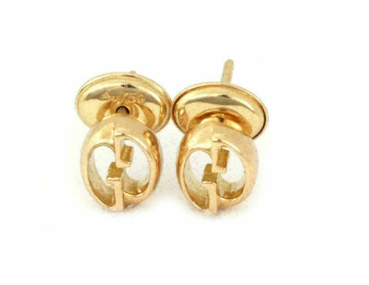 Gucci G Logo Oval Shape Stud 18k Yellow Gold Earrings