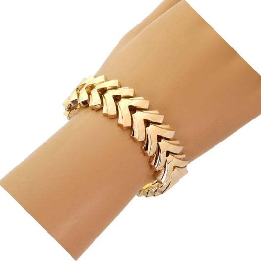 Retro Wide Fancy Flex 18k Rose Gold Link Bracelet