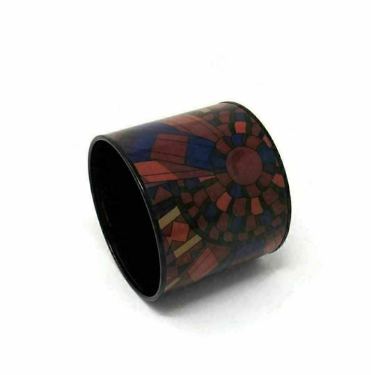 Hermès Rubans de Cheval multicolor extra-wide enamel bangle bracelet in black PVD-coated stainless steel