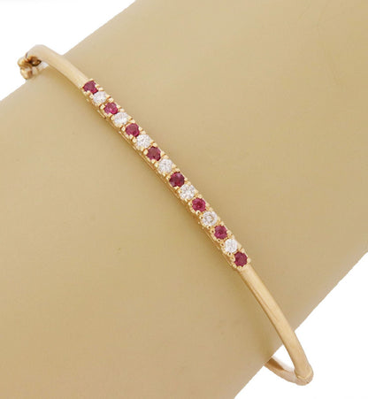 Ruby & Diamond 14k Yellow Gold Bangle Bracelet