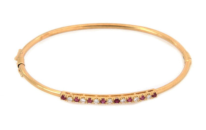 Ruby & Diamond 14k Yellow Gold Bangle Bracelet