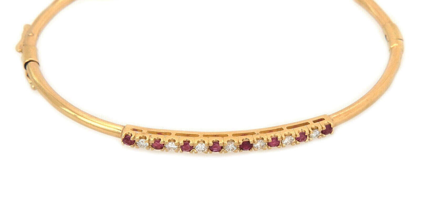 Ruby & Diamond 14k Yellow Gold Bangle Bracelet