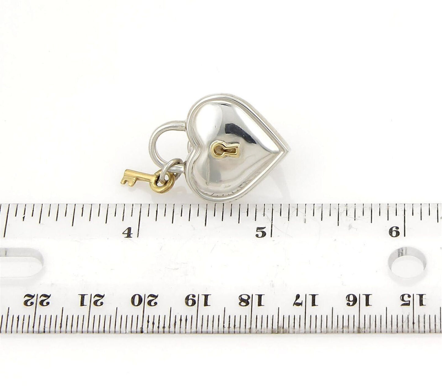 Tiffany & Co. Sterling 18k Yellow Gold Hearts Padlock Key Earrings