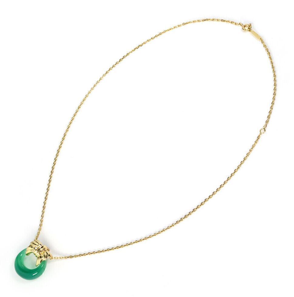 Van Cleef & Arpels Green Onyx 18k Yellow Gold Wreath Pendant Necklace