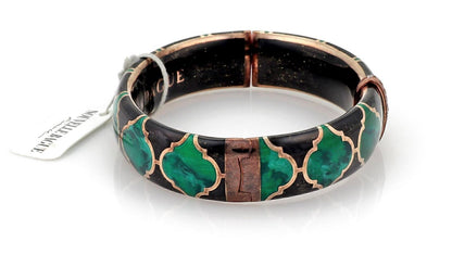 Nouvelle Bague Diamond Green Black Enamel 18k Rose Gold & Sterling Bangle Bracelet