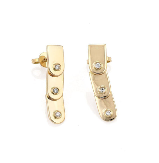 Gucci Diamond 18k Yellow Gold 3 Tier Dangle Earrings