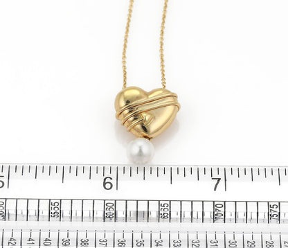 Tiffany & Co. Pearls Cupid Arrow Heart 18k Yellow Gold Pendant Necklace