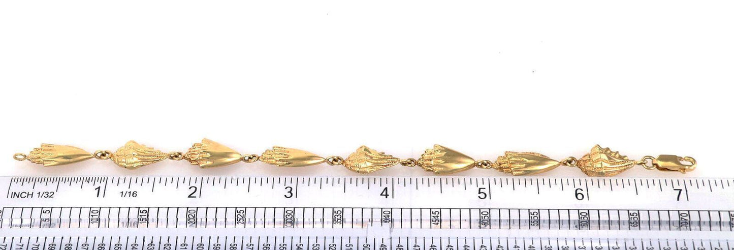 Eight Conch Seashell 14k Yellow Gold Charm Bracelet