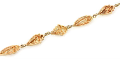 Eight Conch Seashell 14k Yellow Gold Charm Bracelet