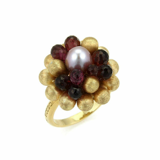 Marco Bicego Paradise Tourmaline & Pearl Cluster 18k Yellow Gold Ring - Size 7