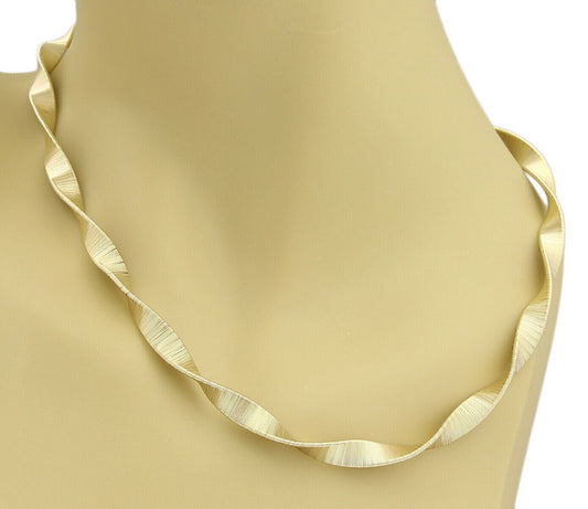 Wide Fancy Twisted 14k Yellow Gold Necklace