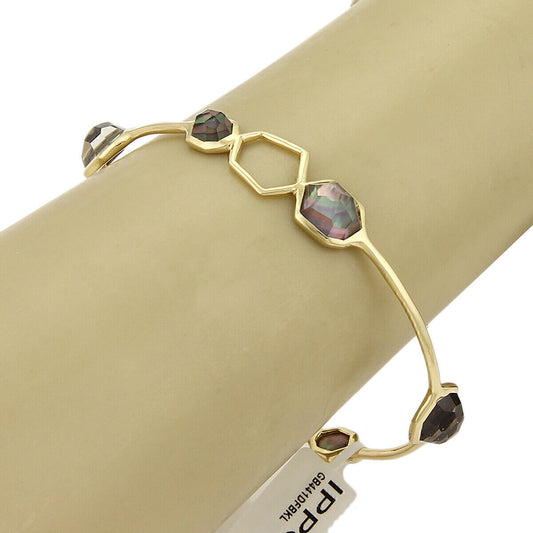 Ippolita Rock Candy Black Shell 7 Stone 18k Yellow Gold Bangle Bracelet