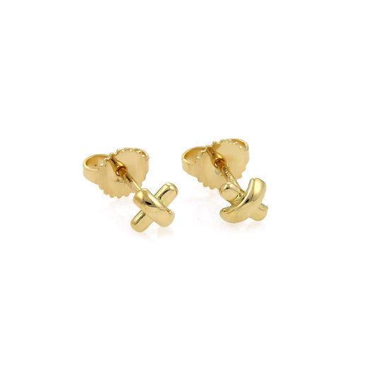 Tiffany & Co. Mini Stitch Studs Cross 18k Yellow Gold Earrings