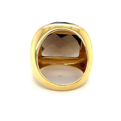 Lalla & Rossana 18k Yellow Gold Smoky Quartz Wide Ring - Size 7.5