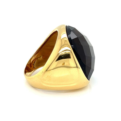 Lalla & Rossana 18k Yellow Gold Smoky Quartz Wide Ring - Size 7.5