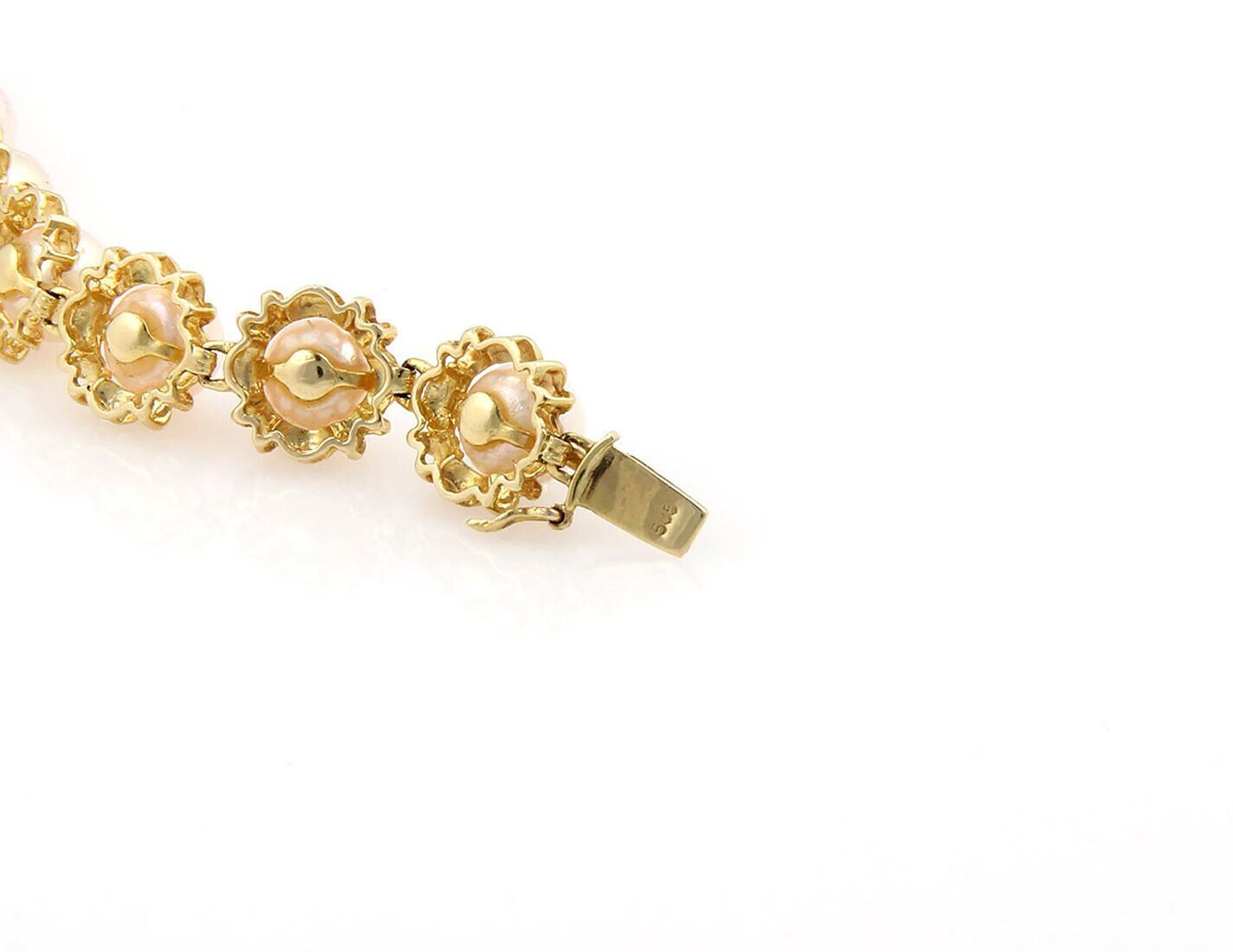 Lustrous Pearls Floral 14k Yellow Gold Bracelet