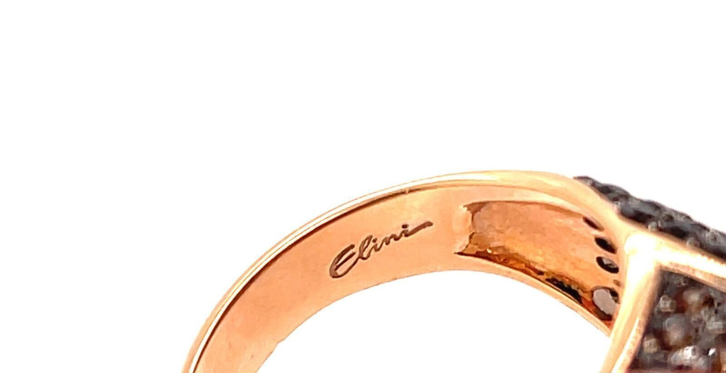 Elini 18k Rose Gold Multi-Color Gems Large Cocktail Ring - Size 8