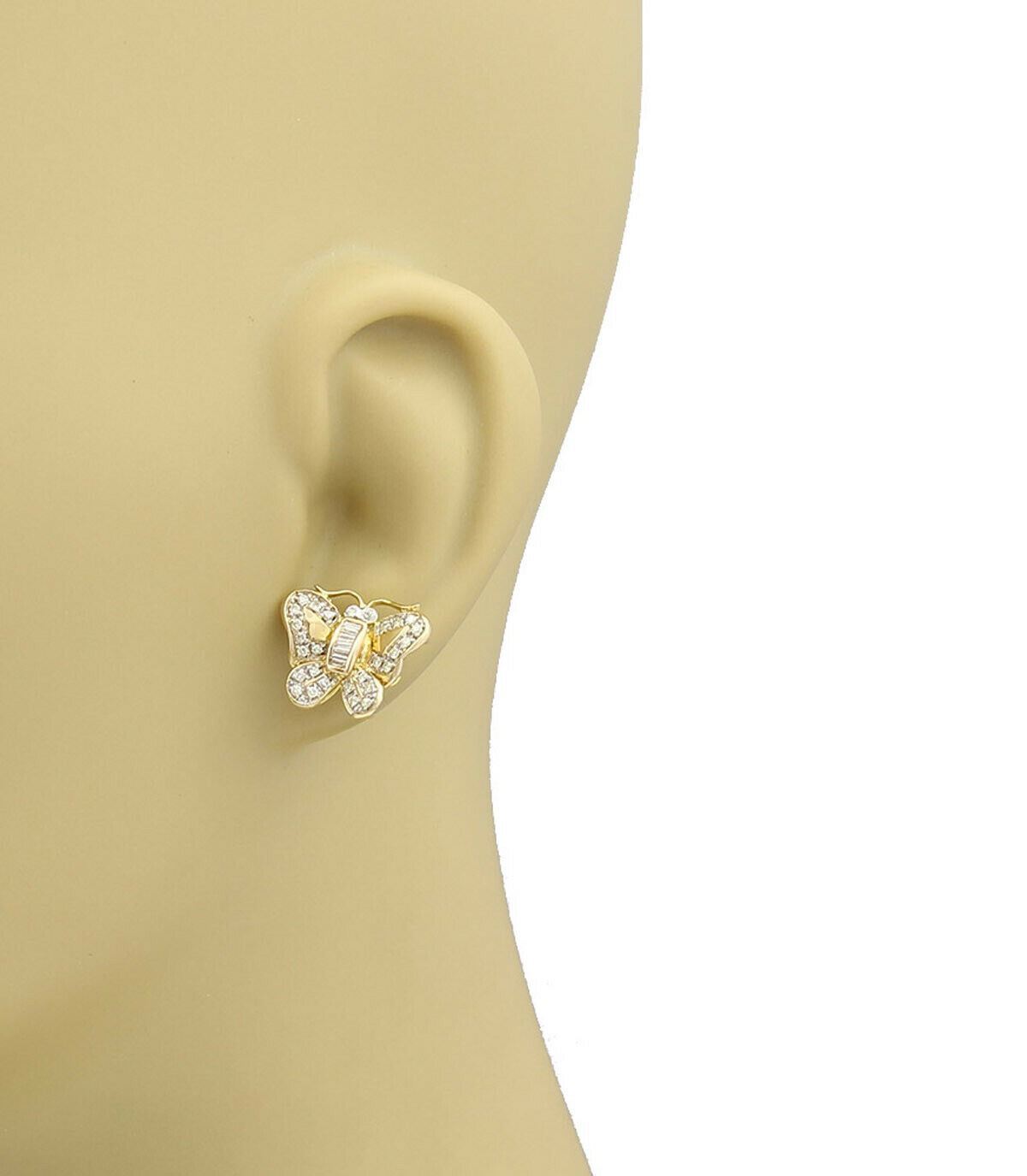 Diamond Butterfly 18k Yellow Gold Stud Earrings