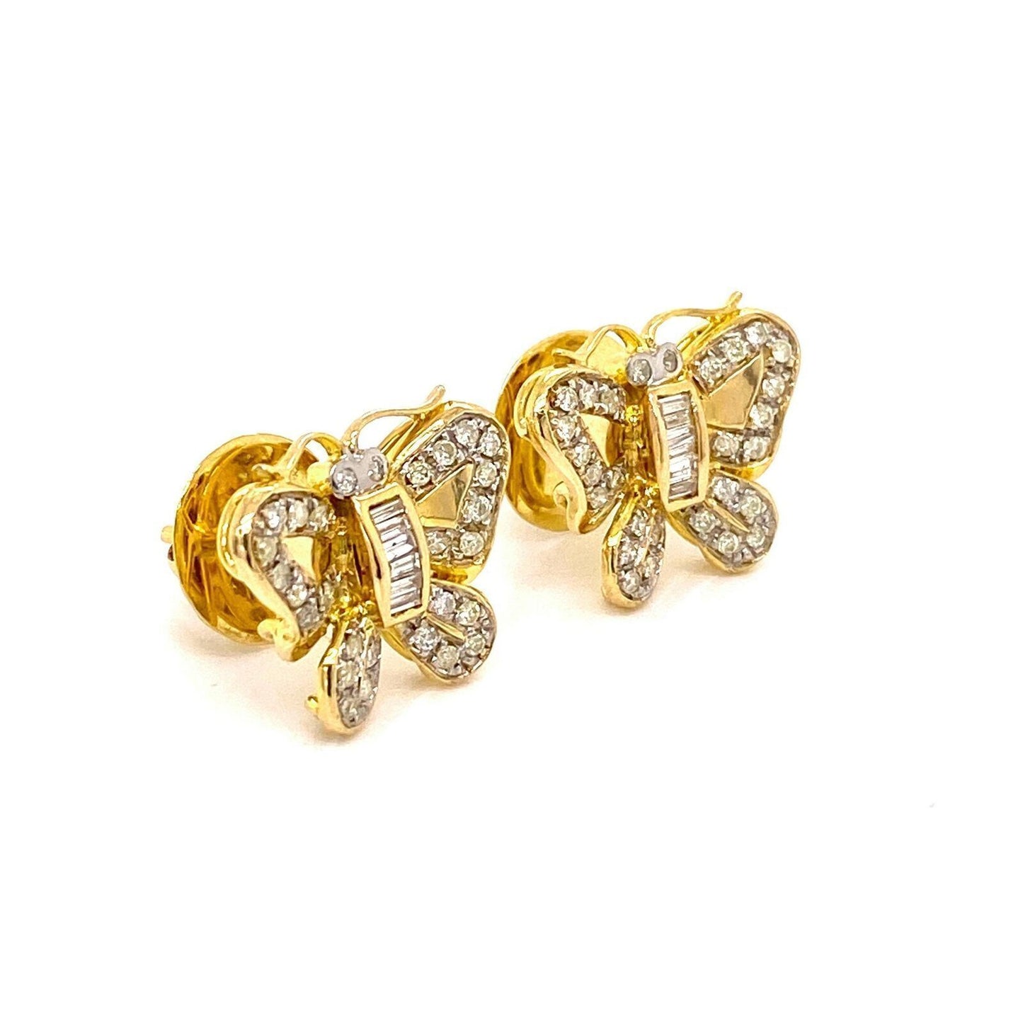 Diamond Butterfly 18k Yellow Gold Stud Earrings