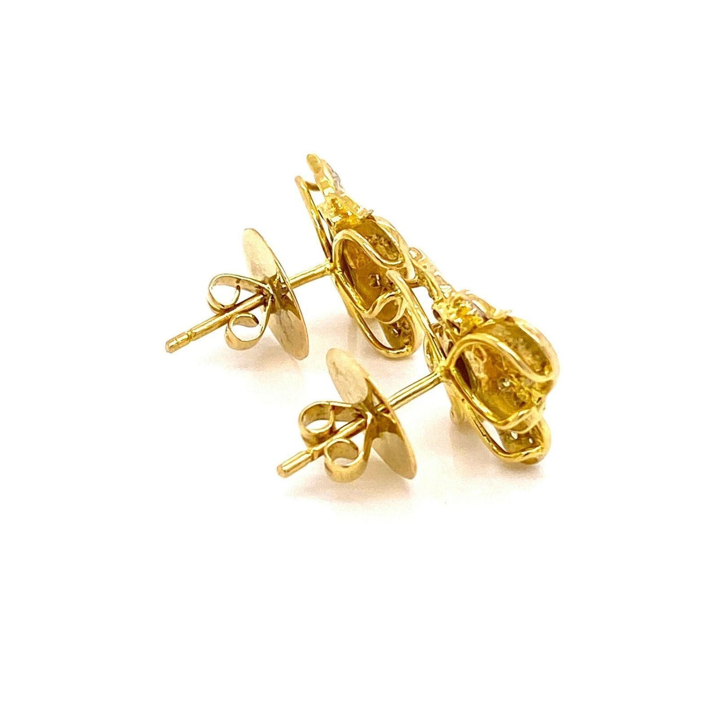 Diamond Butterfly 18k Yellow Gold Stud Earrings