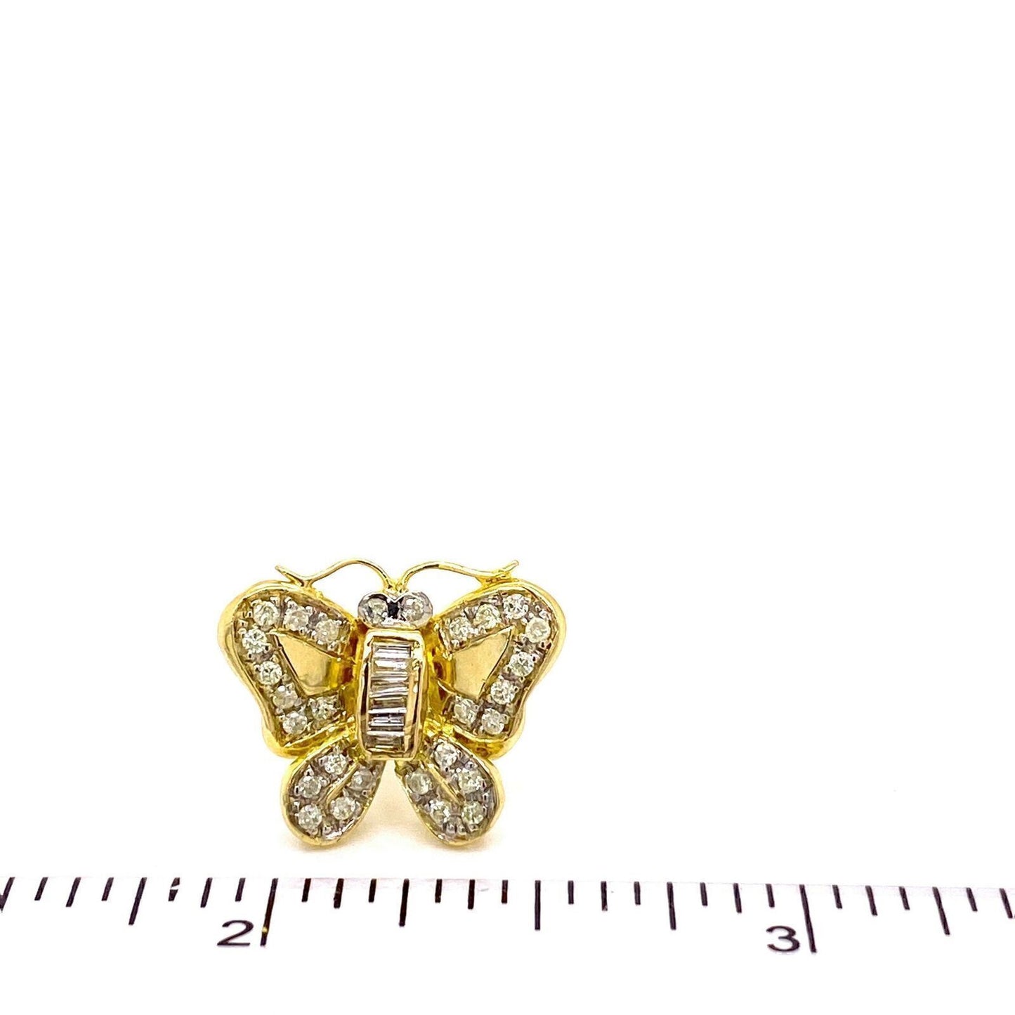 Diamond Butterfly 18k Yellow Gold Stud Earrings