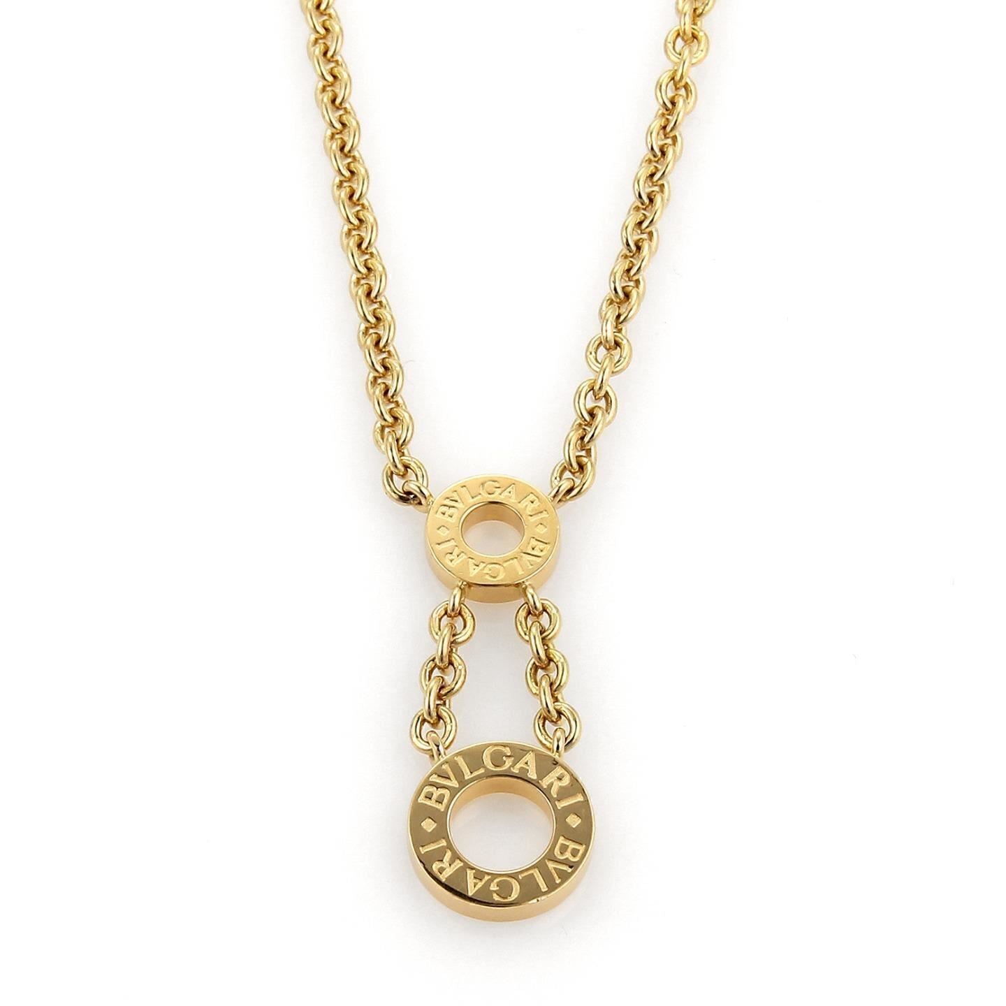 Bvlgari Bulgari 18k Yellow Gold Double Open Circle Pendant Chain Necklace