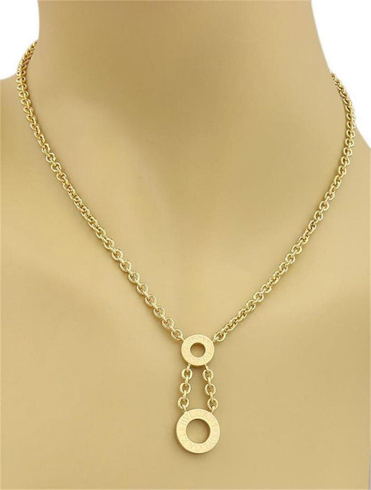 Bvlgari Bulgari 18k Yellow Gold Double Open Circle Pendant Chain Necklace