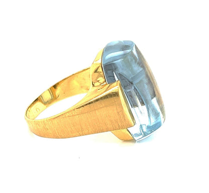 H.Stern Blue Topaz 18k Yellow Gold Rectangle Shape Ring - Size 8