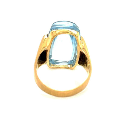 H.Stern Blue Topaz 18k Yellow Gold Rectangle Shape Ring - Size 8