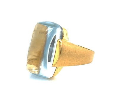 H.Stern Blue Topaz 18k Yellow Gold Rectangle Shape Ring - Size 8